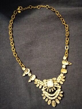3 for💲25🌟(broken!!) gold-tone crystal fancy J. CREW statement bib necklace